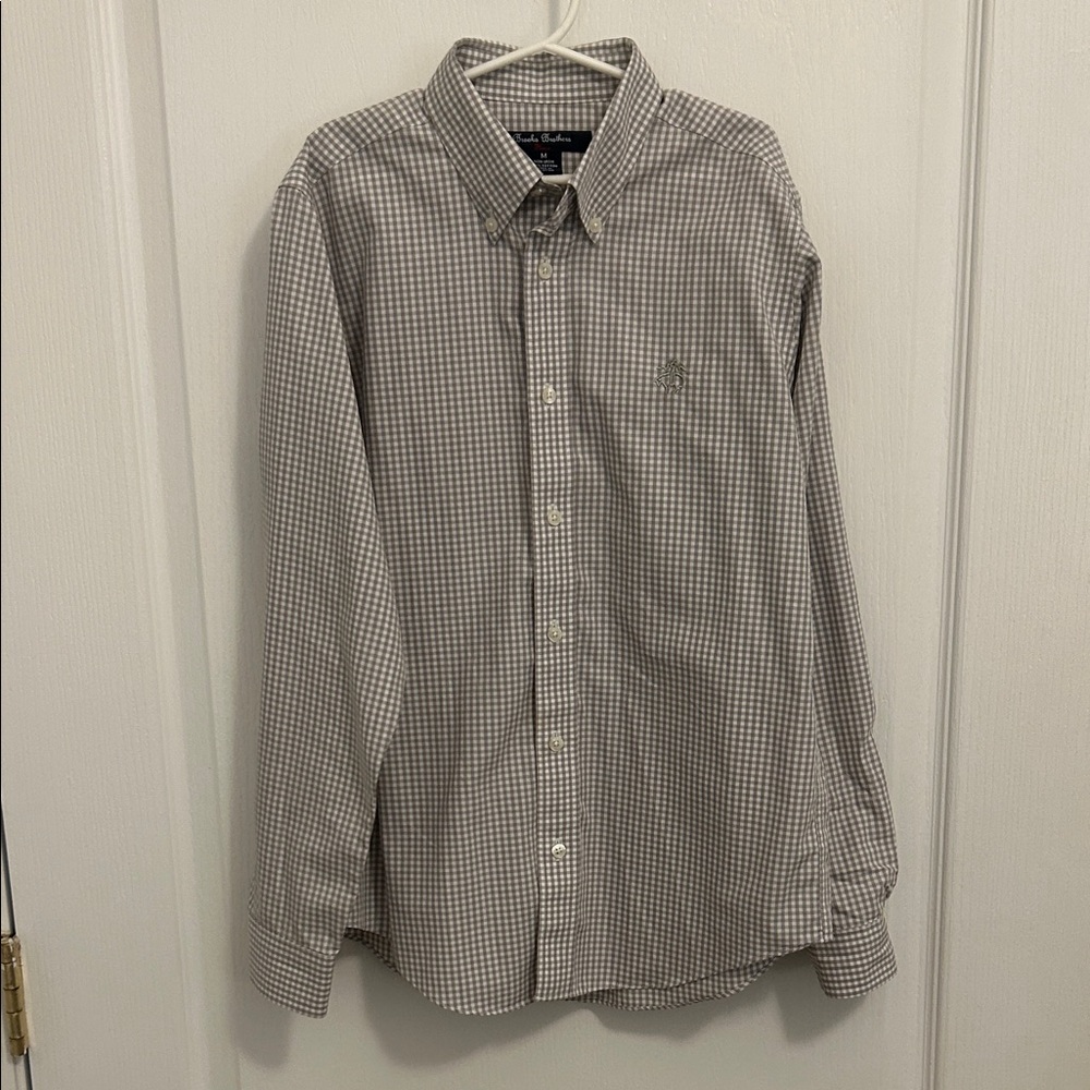 Brooks Brothers Boy’s Gray Checkered Button Down Shirt